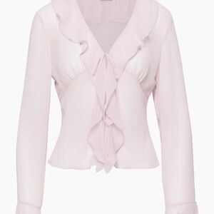 Aritzia Light Pink Ruffle Blouse